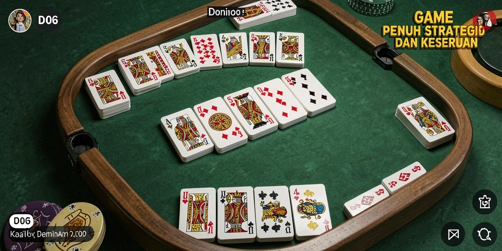 Screenshot D06 menunjukkan pemain berkompetisi dalam permainan Domino yang seru.