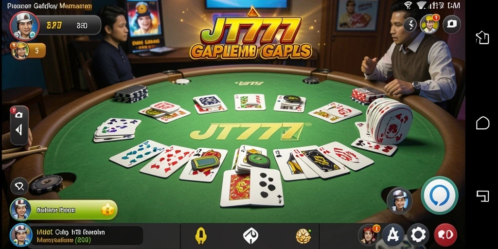 Tampilan gameplay JT777 yang seru dalam permainan Gaple.