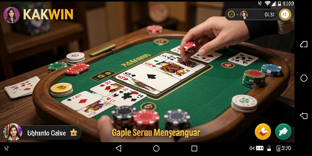 Tampilan gameplay KAKWIN dengan elemen Gaple yang menarik.