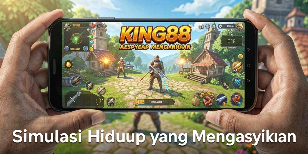 Tampilan gameplay KING88 yang menampilkan aktivitas sehari-hari yang dinamis.