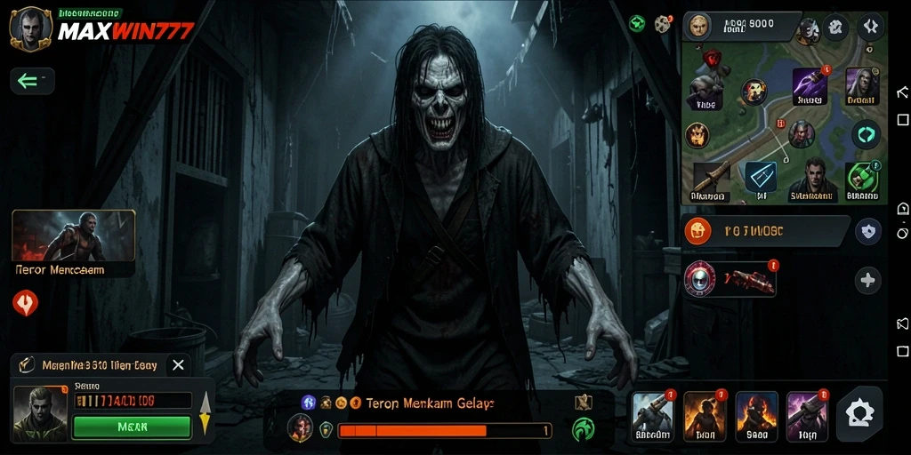 Gameplay mencekam dengan suasana gelap di MAXWIN77.