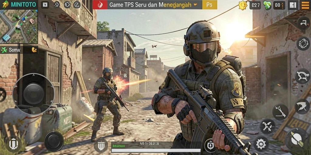 Tampilan gameplay seru dari MINITOTO dengan aksi menembak yang mendebarkan.