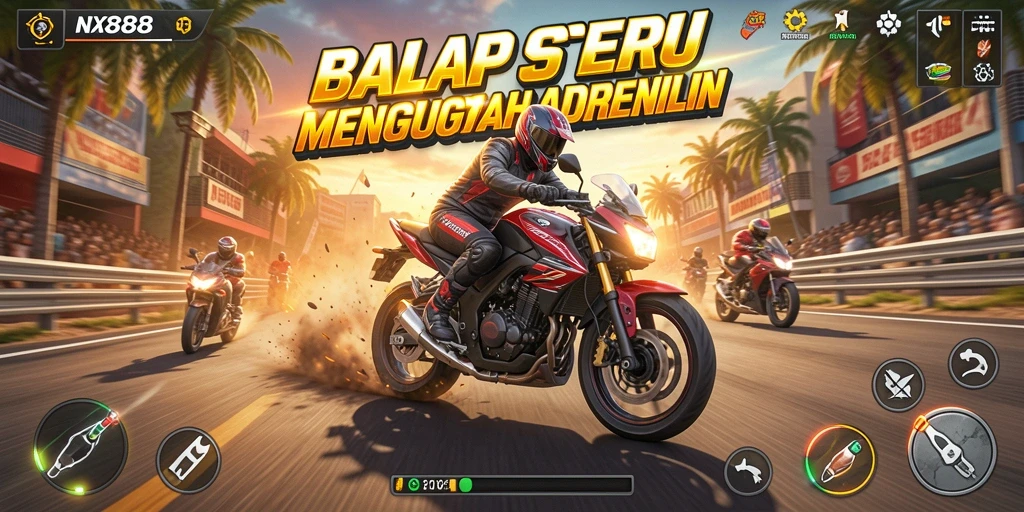Tampilan gameplay seru dari game balap motor NX888.