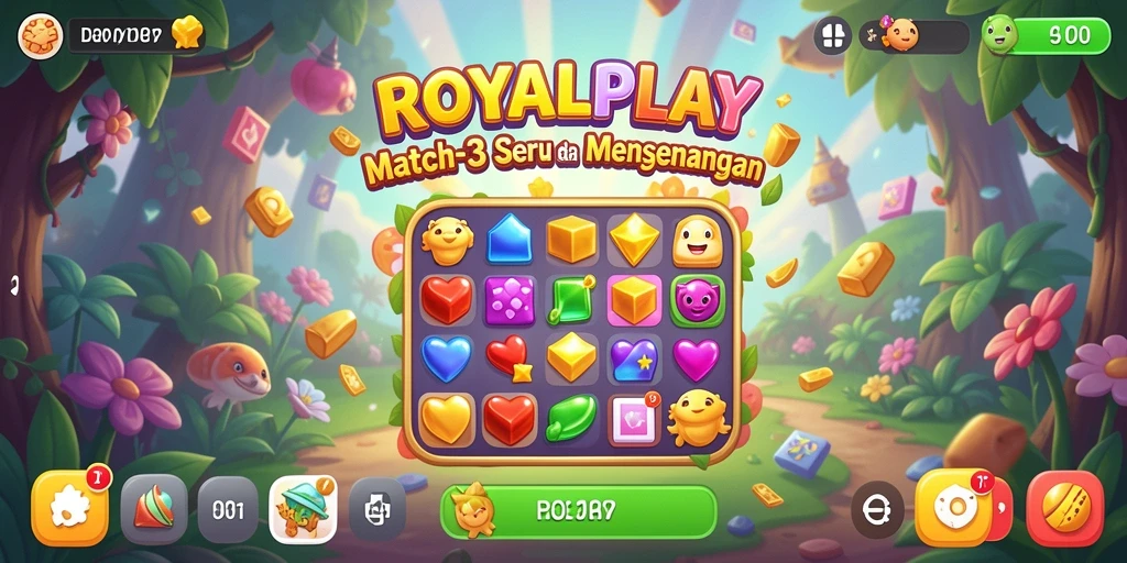 Tampilan gameplay Match-3 yang seru dan penuh warna.