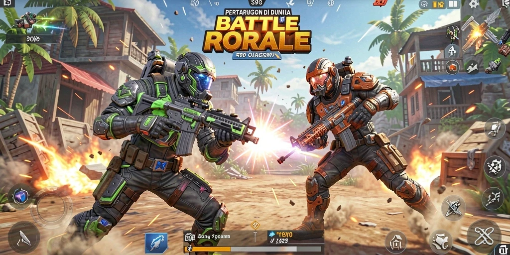 Tampilan aksi mendalam gameplay Battle Royale S80 yang seru.