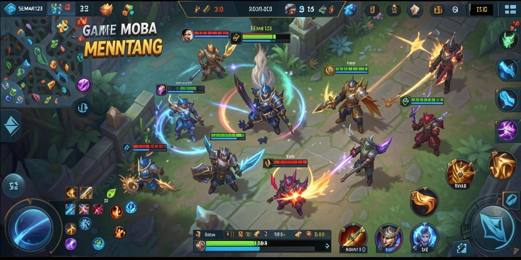 Menggambarkan aksi seru dalam permainan MOBA SEMAR123.