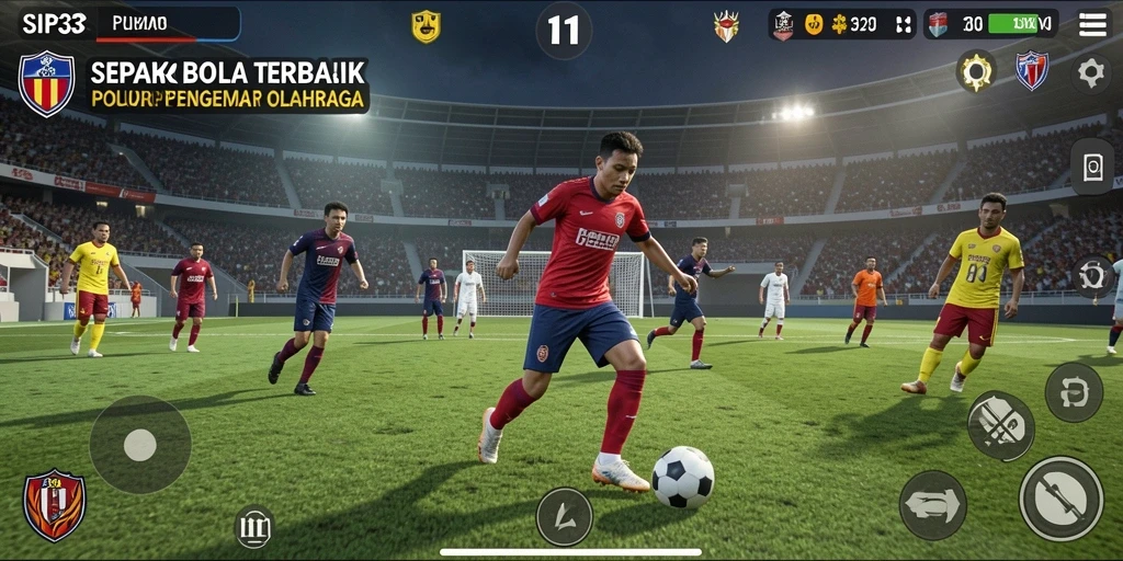 Screenshot gameplay SIP33 menampilkan aksi menarik dalam sepak bola.