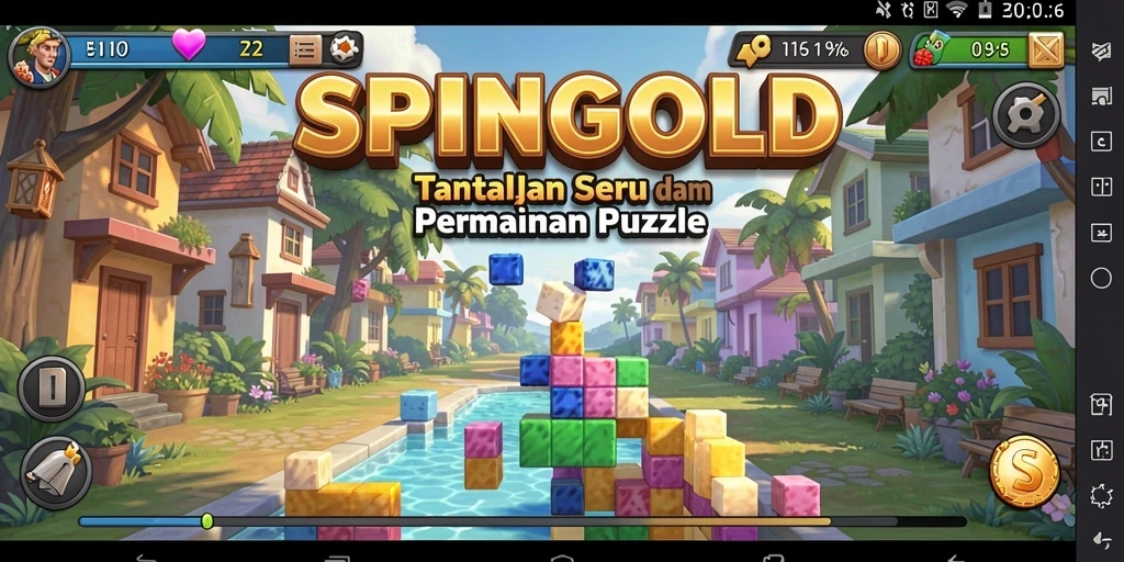 Screenshot gameplay SPINGOLD menampilkan teka-teki yang menantang dan grafis menarik.