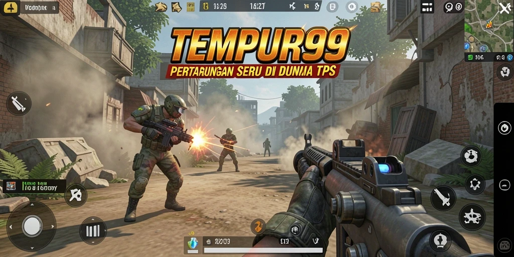 Tangkapan layar TEMPUR99 menampilkan aksi seru dalam pertempuran TPS.