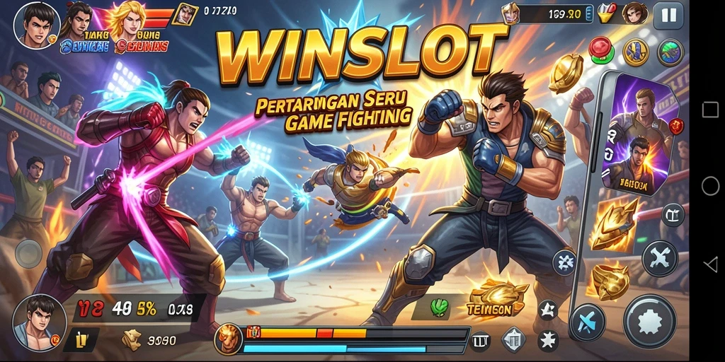 Screenshot utama permainan WINSLOT menampilkan aksi bertarung yang seru dan dinamis.