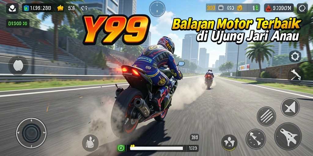 Gameplay Y89 yang mendebarkan dengan aksi balapan motor yang realistis.